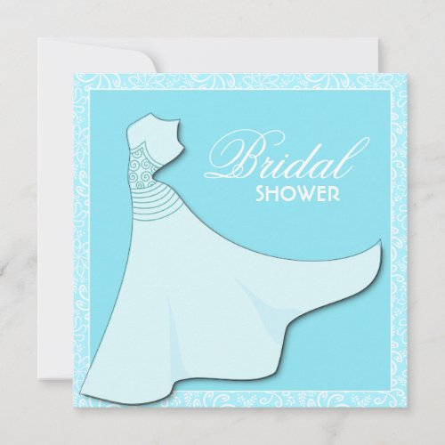 Blue Bridal Gown _ Bridal Shower Invitation