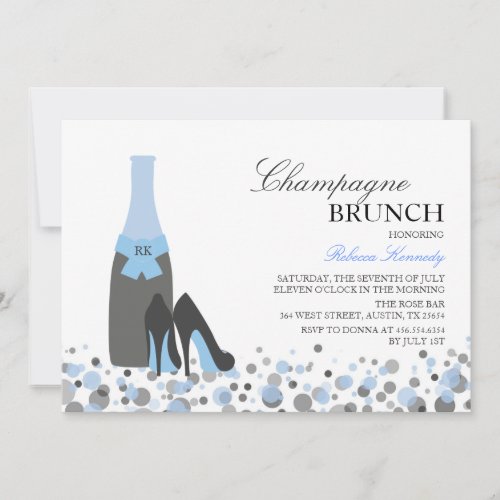 Blue Bridal Shower Champagne Brunch Invite