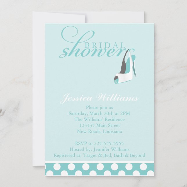 Blue Bridal Shower Invitation (Front)