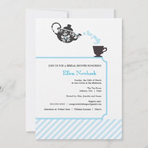 Blue Bridal Shower Invitation - Tea