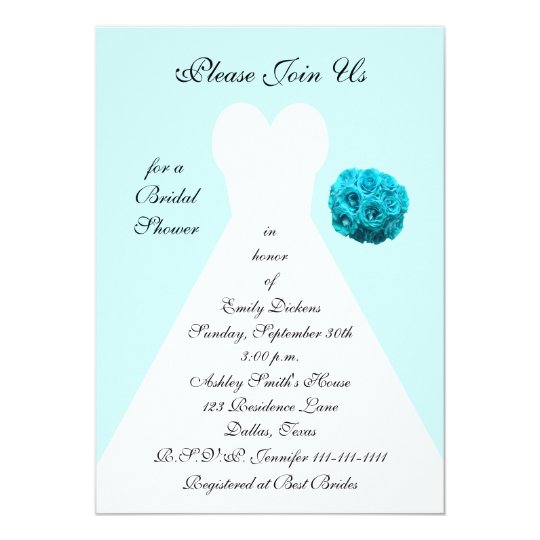 Blue Bridal Shower Invitation Wedding Gown
