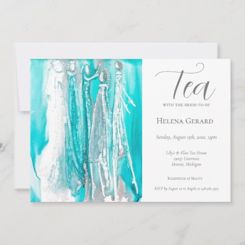 Blue Bridal Shower Tea Party Invitation