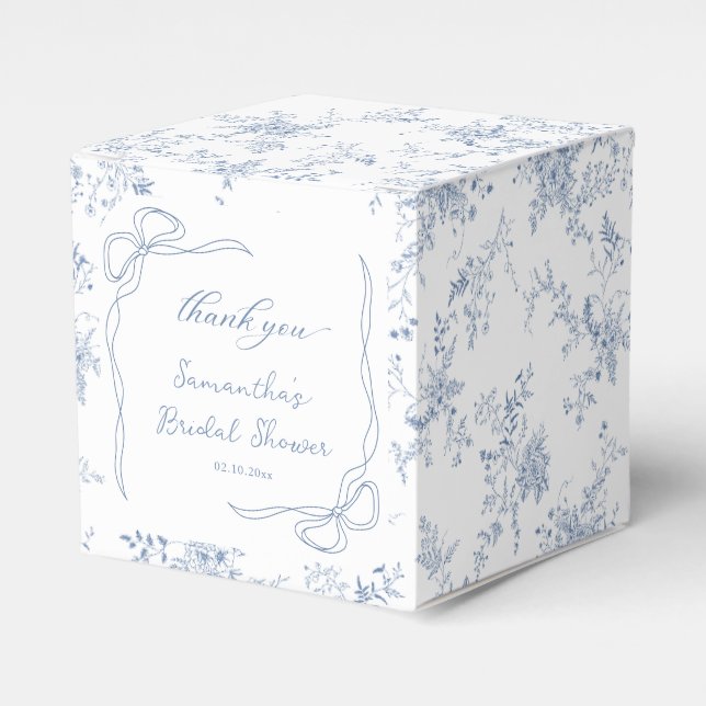 Blue Bridal Shower Thank You Favor Boxes (Front Side)