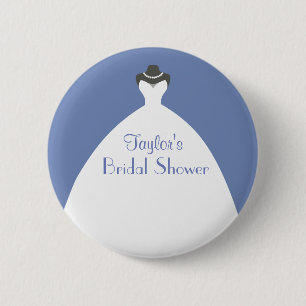 Blue Bridal Shower Theme White wedding dress Button