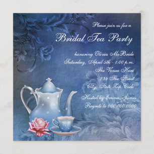 Blue Bridal Tea Party Invitation