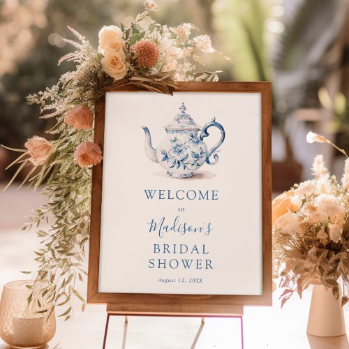 Blue Bridal Tea Party Wedding Shower Welcome Sign