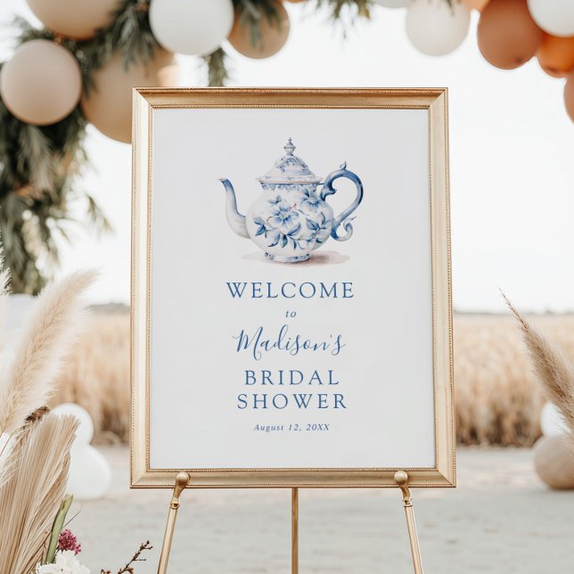 Blue Bridal Tea Party Wedding Shower Welcome Sign (Creator Uploaded)