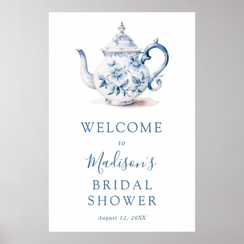 Blue Bridal Tea Party Wedding Shower Welcome Sign