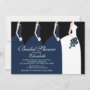 Blue Bride Bridesmaids Bridal Shower Invitation by celebrateitinvites at Zazzle