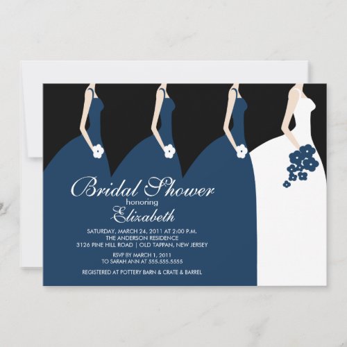 Blue Bride Bridesmaids Bridal Shower Invitation