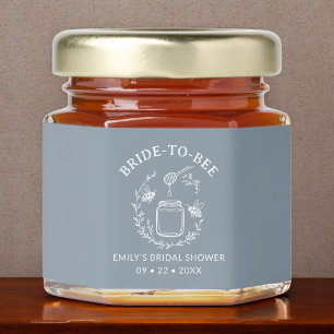 Blue Bride to Bee Floral Wreath Bridal Shower Honey Jar Favors