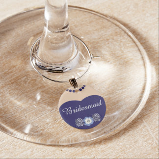 Blue Bridesmaid Wedding Wine Charm