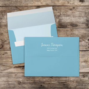 Blue Bright Colorful Simple Script Return Address  Envelope