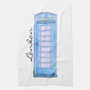 Blue - British phone booth - tea-towel Towel