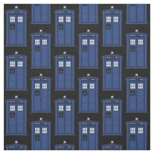 Blue British Police Box fabric for Time Travel
