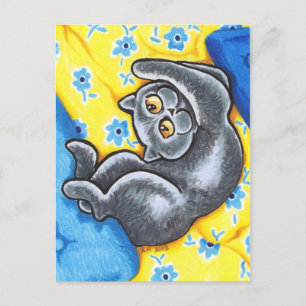 Blue British Shorthair Cat Flower Bed Postcard