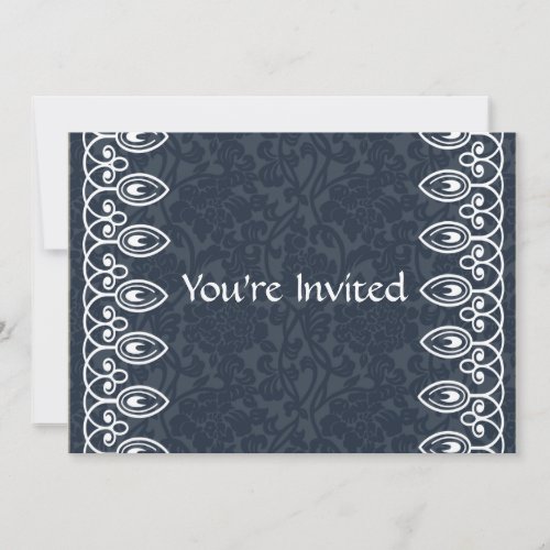 Blue Brocade Birthday Invitation