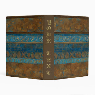 Blue Bronze and Gold Grunge Stripes Mini Binder