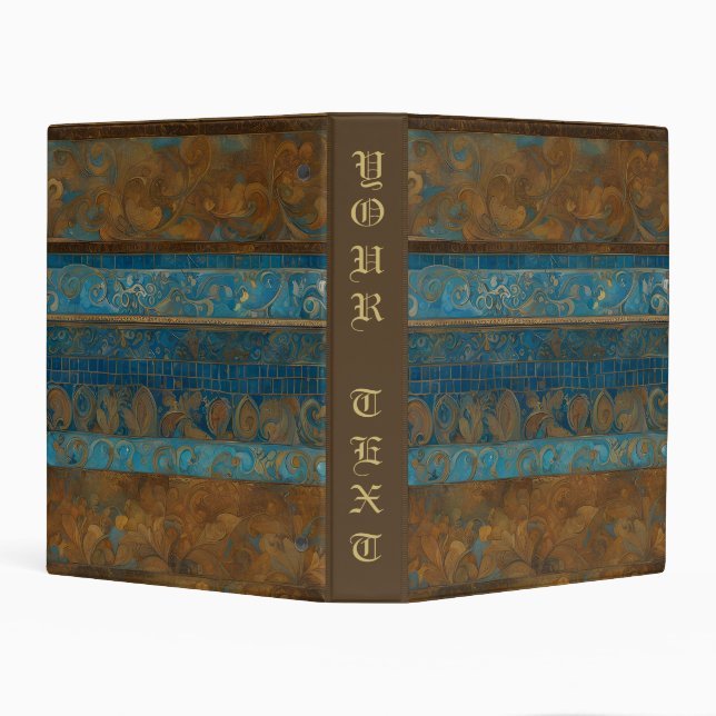 Blue Bronze and Gold Grunge Stripes Mini Binder (Background)
