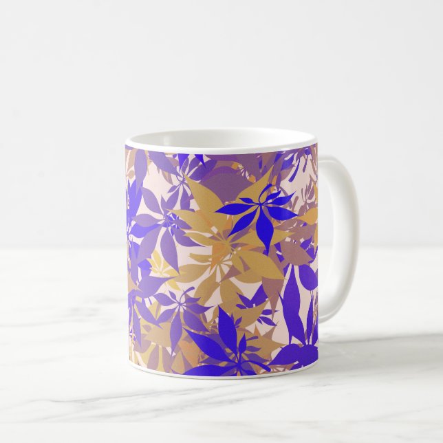 Blue, Bronze and Purple Chestnut Leaves Coffee Mug (Front Right)