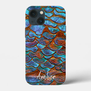 Blue Bronze Copper Metallic Pattern Personalized C iPhone 13 Mini Case