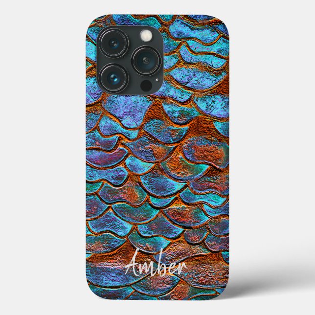 Blue Bronze Copper Metallic Pattern Personalized Case-Mate iPhone Case (Back)
