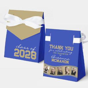 Blue & Bronze Gold Photo Collage Filmstrip Favor Boxes