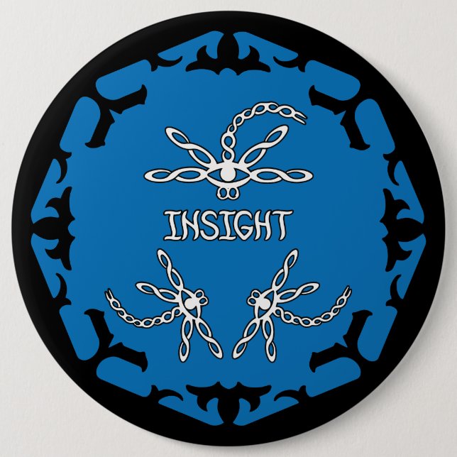 Blue, Brow 3rd Eye Chakra "Insight" Dragonflies Button (Front)