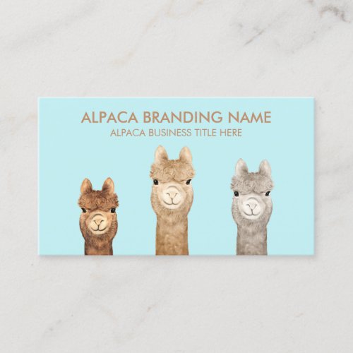 Blue Brown Alpaca Animal Business Card