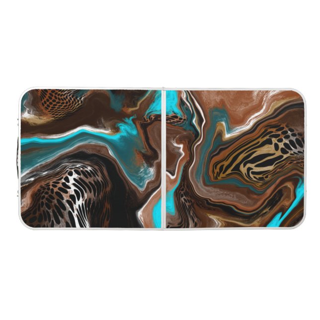 Blue, Brown and Black Abstract Art  Beer Pong Table (Top)
