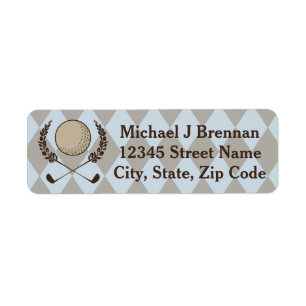Blue Brown Argyle Golf Label