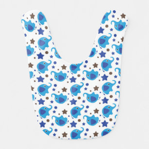 BLUE & BROWN BABY BOY ELEPHANTS BIB
