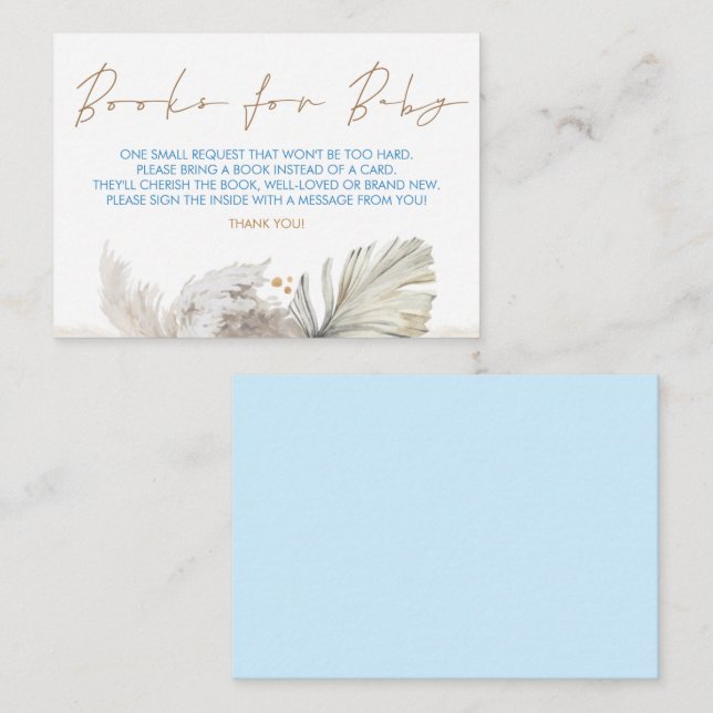 Blue Brown Baby Shower Books For Baby Request Enclosure Card (Front/Back)
