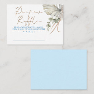 Blue Brown Baby Shower Diaper Raffle Tickets Enclosure Card