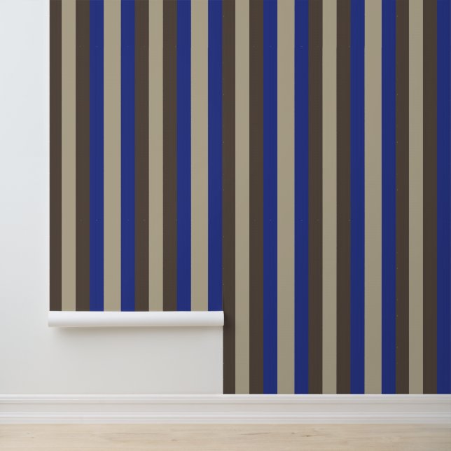 Blue Brown Beige Vertical Stripe   Wallpaper (Application)