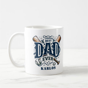 Blue Brown Best Baseball Dad Ever Coffee Mug