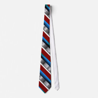 Blue Brown Black & White Striped Tie