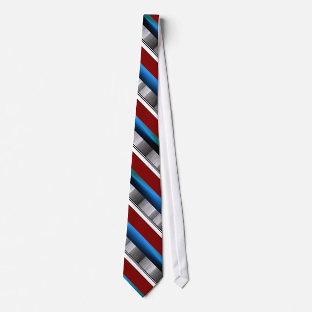 Blue Brown Black & White Striped Tie (Front)