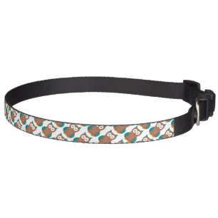 Blue Brown Cartoon Owl Print Owls Bird Dog Collar