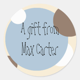 Blue & Brown Circles Gift Sticker (Customizable)