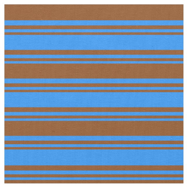 Blue & Brown Colored Lines/Stripes Pattern Fabric (Close Up)