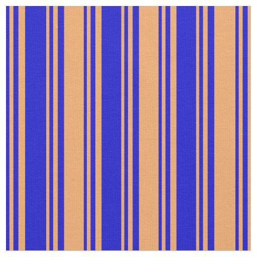 Blue & Brown Colored Striped/Lined Pattern Fabric