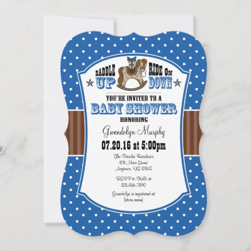 Blue Brown Cowboy Baby Shower Invitation