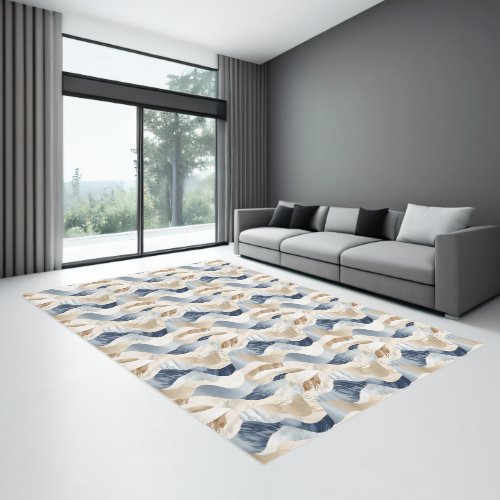 Blue Brown Cream Ivory Abstract Rug