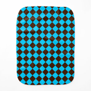 Blue Brown Diamond Checker Pattern Baby Burp Cloth