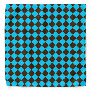 Blue Brown Diamond Checker Pattern Bandana