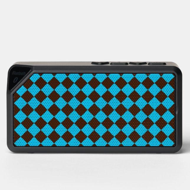 Blue Brown Diamond Checker Pattern	 Bluetooth Speaker (Front)