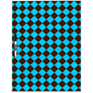 Blue Brown Diamond Checker Pattern Dry Erase Board