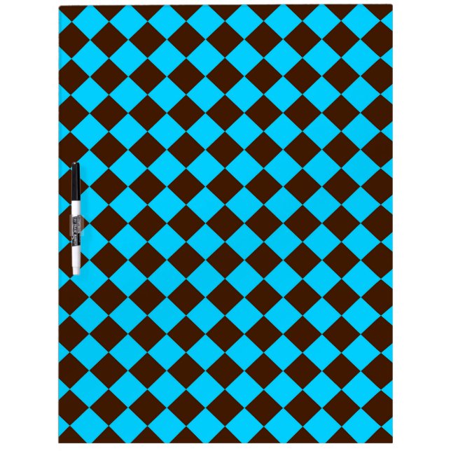 Blue Brown Diamond Checker Pattern Dry Erase Board (Front)