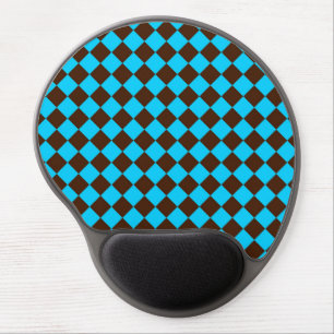 Blue Brown Diamond Checker Pattern Gel Mouse Pad